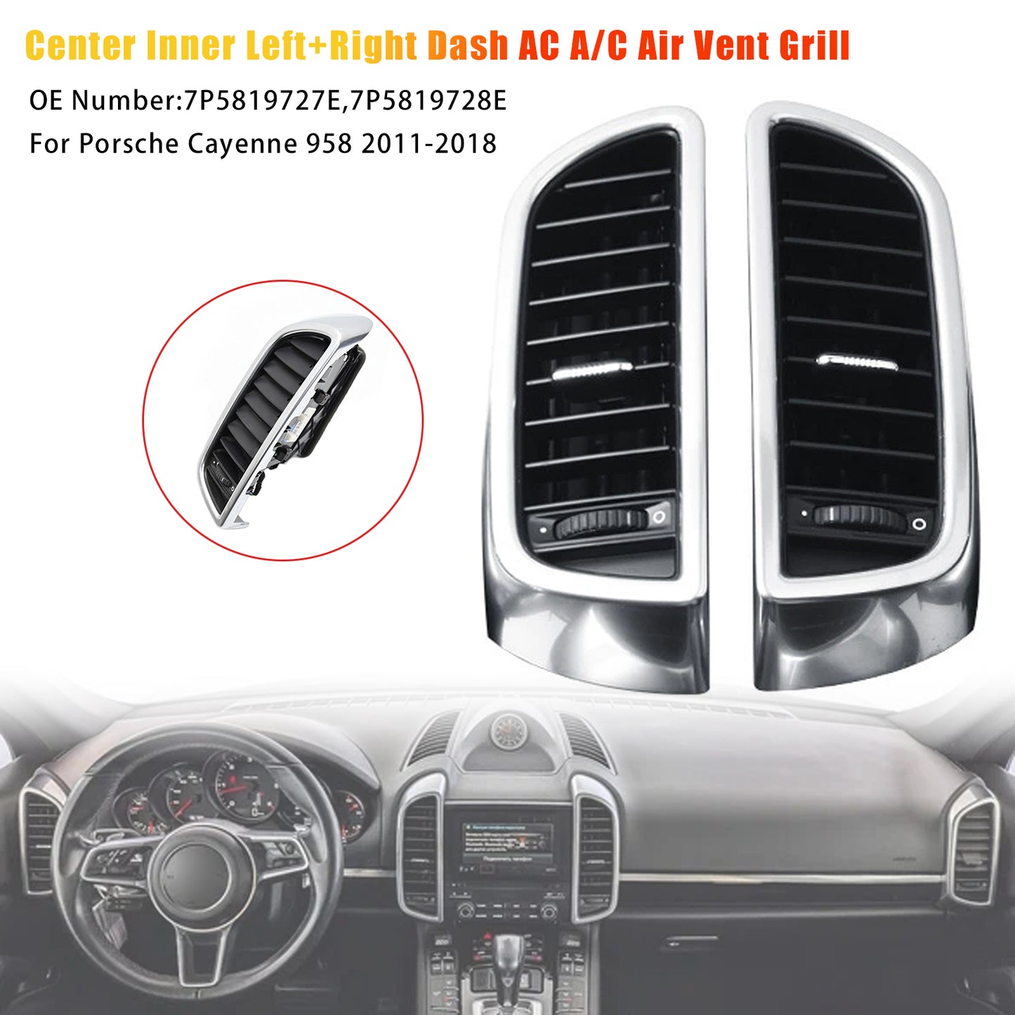 Center Dash A/C Air Vent 2011-2018 Porsche Cayenne 958 7P5819727E