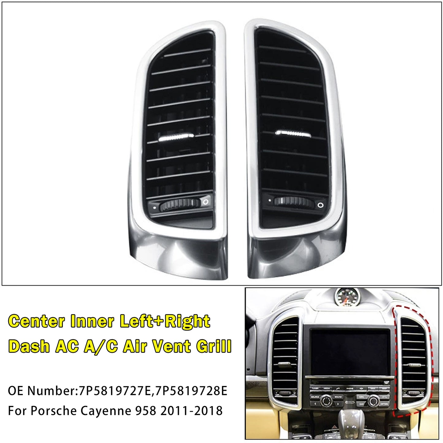 Center Dash A/C Air Vent 2011-2018 Porsche Cayenne 958 7P5819727E