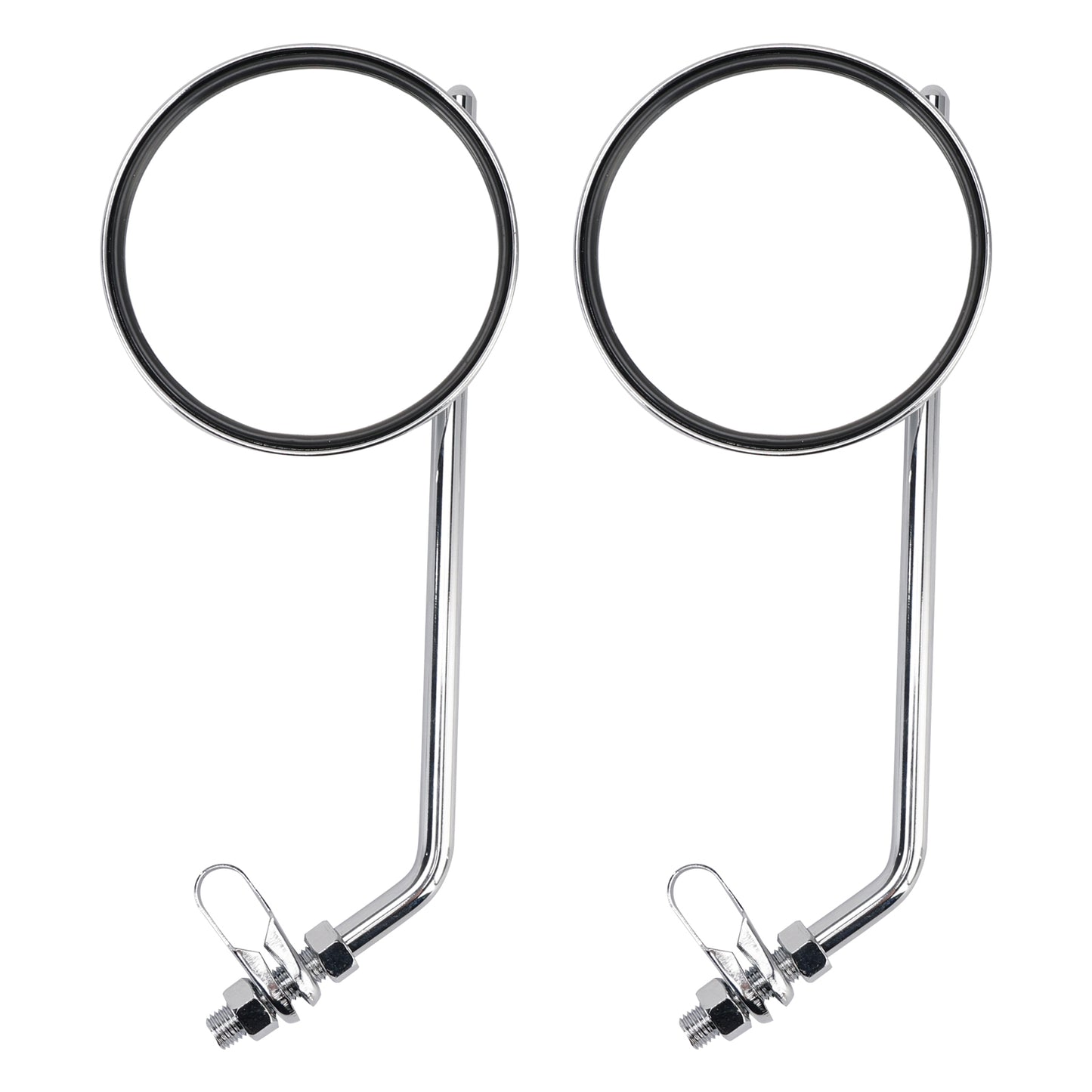 7/8" in Bars Pair Universal Motorcycle 4" Chrome Clamp-On Mirrors - Round