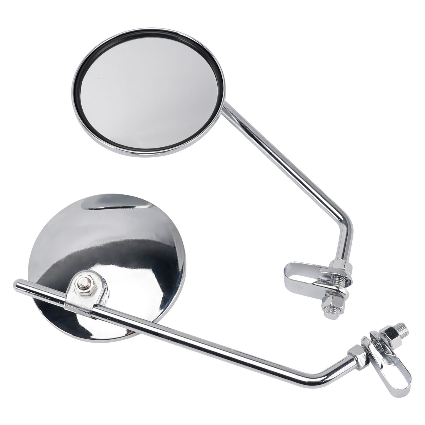 7/8" in Bars Pair Universal Motorcycle 4" Chrome Clamp-On Mirrors - Round