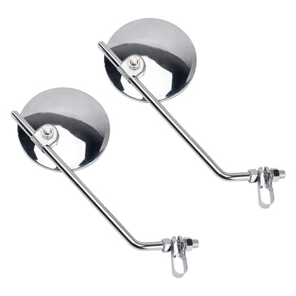 7/8" in Bars Pair Universal Motorcycle 4" Chrome Clamp-On Mirrors - Round