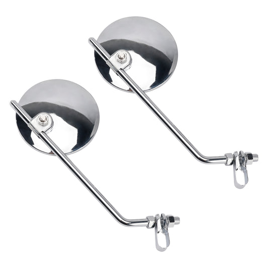 Bars Pair Universal Motorcycle 4" Chrome Clamp-On Mirrors - Round 7/8" in
