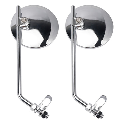 7/8" in Bars Pair Universal Motorcycle 4" Chrome Clamp-On Mirrors - Round