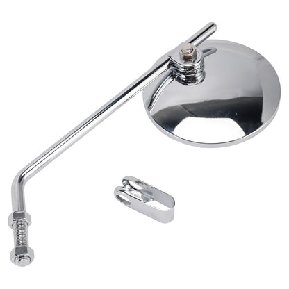 7/8" in Bars Pair Universal Motorcycle 4" Chrome Clamp-On Mirrors - Round