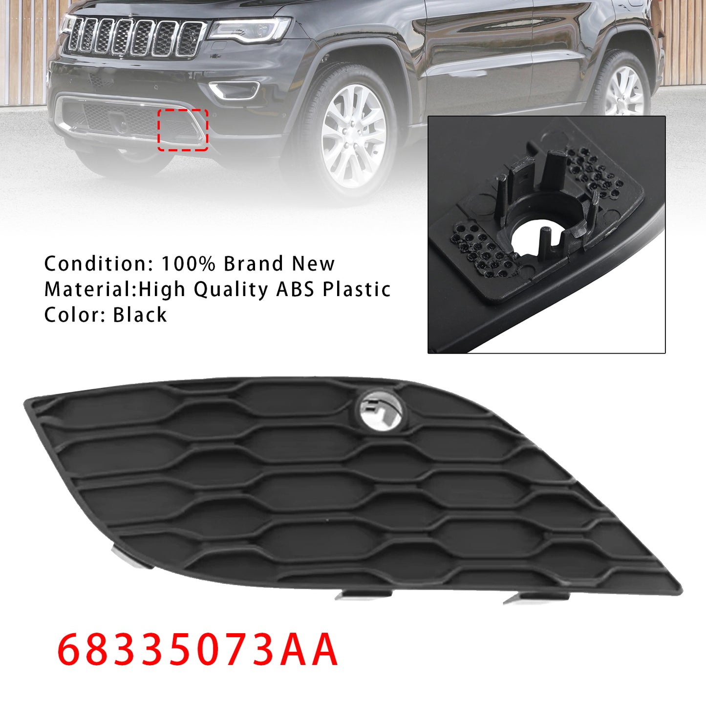 2017-2022 Jeep Grand Cherokee 68335073AA Bumper Fog Light Cover