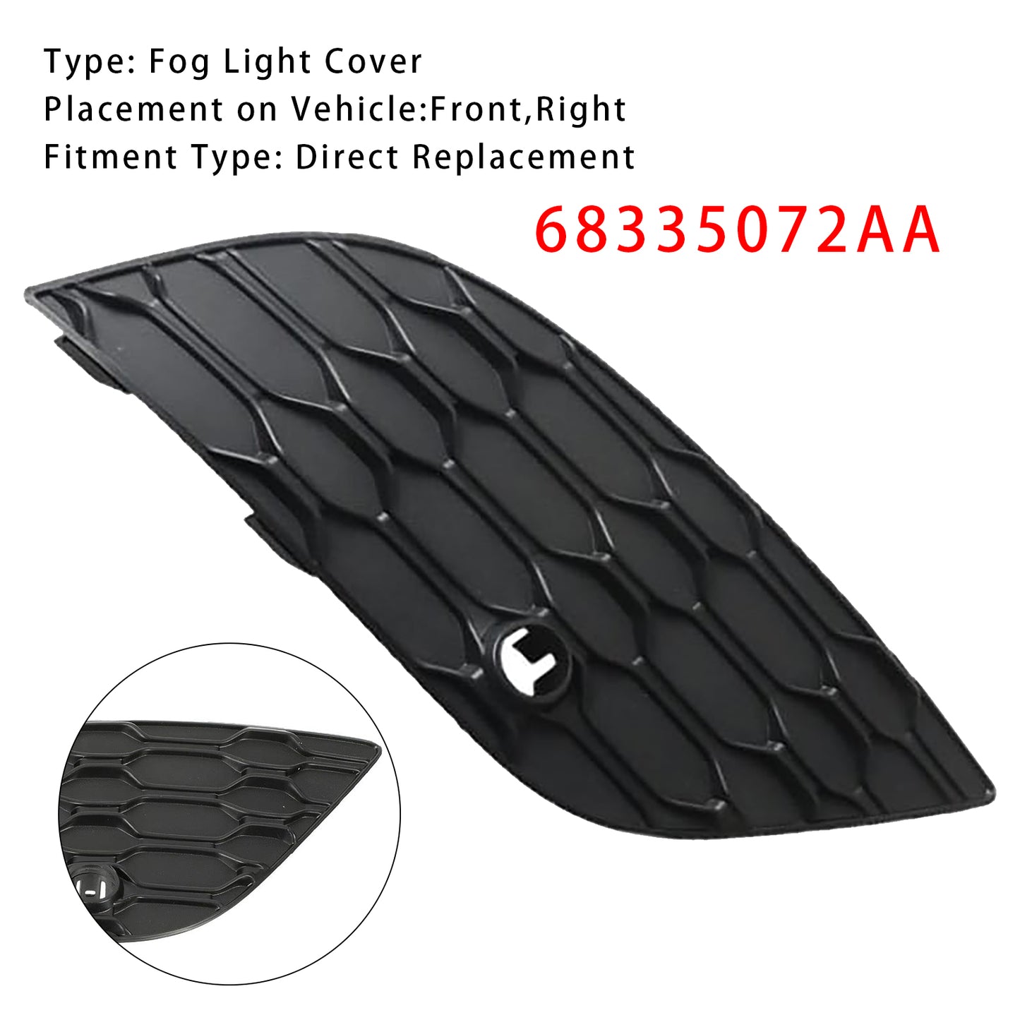 2017-2022 Jeep Grand Cherokee 68335073AA Bumper Fog Light Cover