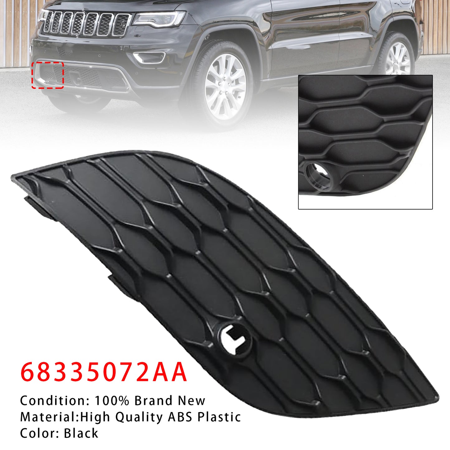 2017-2022 Jeep Grand Cherokee 68335073AA Bumper Fog Light Cover