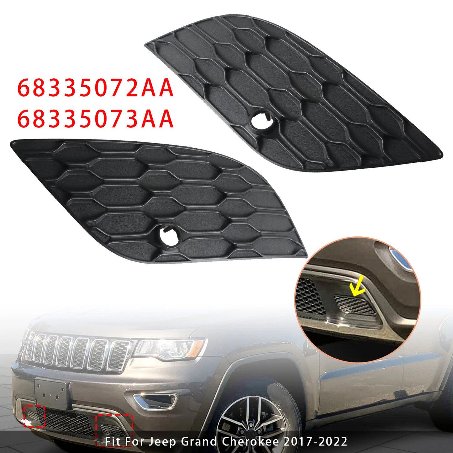 2017-2022 Jeep Grand Cherokee 68335073AA Bumper Fog Light Cover