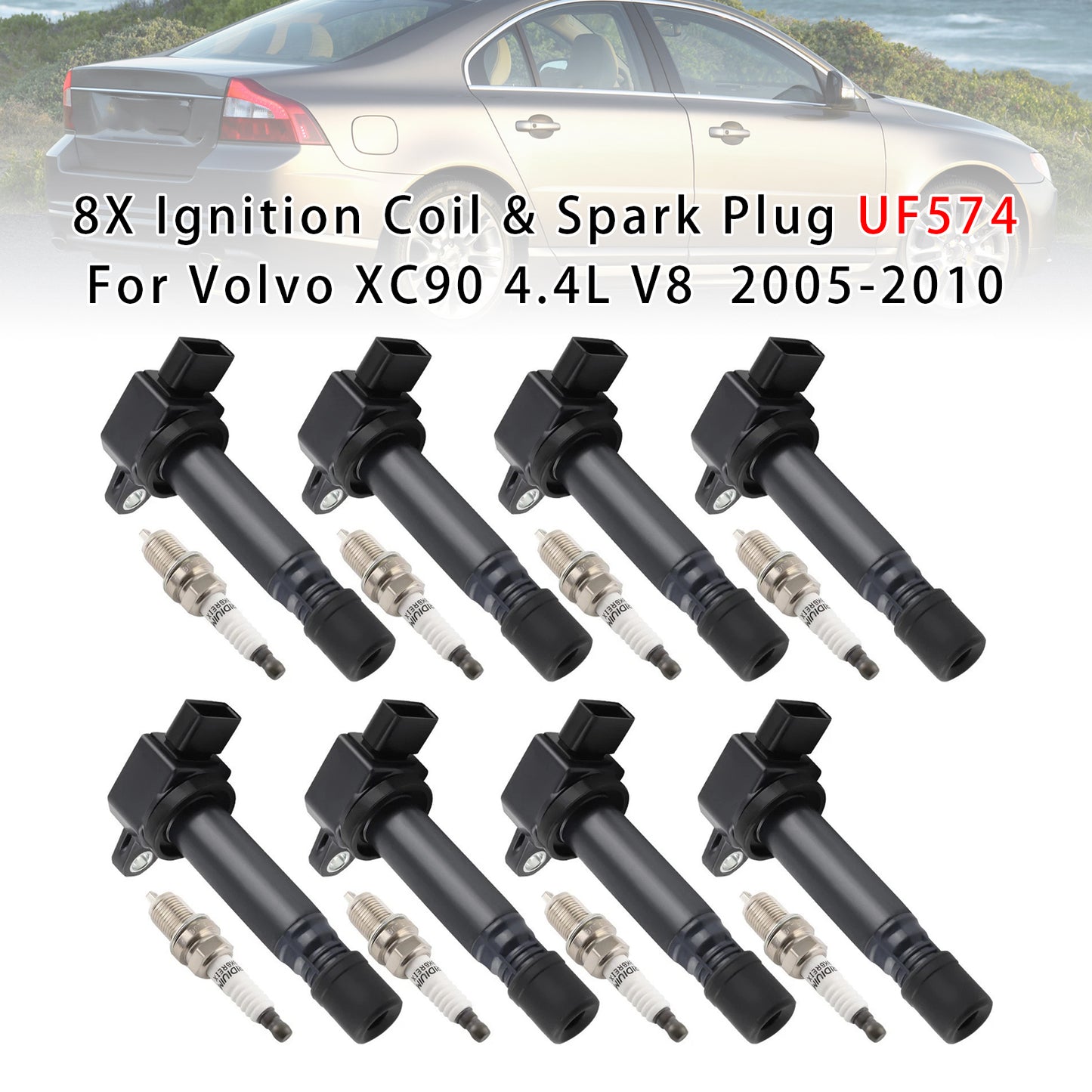 2010 XC90 R-Design Sport Utility 4-Door UF574, C1722 8X Ignition Coil & Spark Plug