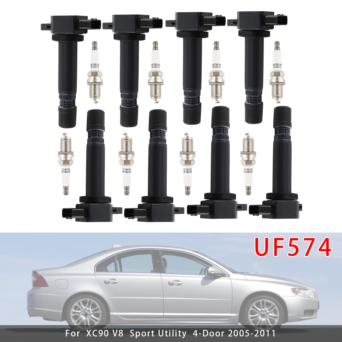 2010 XC90 R-Design Sport Utility 4-Door UF574, C1722 8X Ignition Coil & Spark Plug