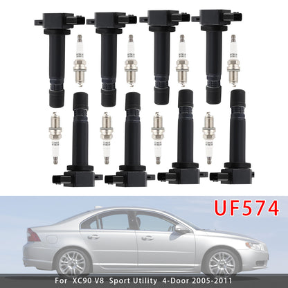 2010 XC90 R-Design Sport Utility 4-Door UF574, C1722 8X Ignition Coil & Spark Plug