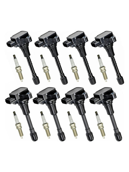 2011-2013 Infiniti QX56 V8 5.6L Driver Side UF650 UF677 8X Ignition Coil & Spark Plug Kit