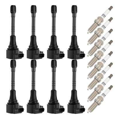 2011-2013 Infiniti QX56 V8 5.6L Driver Side UF650 UF677 8X Ignition Coil & Spark Plug Kit