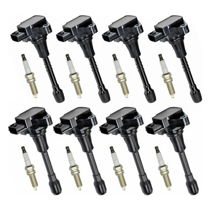 2011-2013 Infiniti QX56 V8 5.6L Driver Side UF650 UF677 8X Ignition Coil & Spark Plug Kit