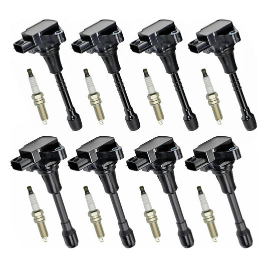 2014-2017 Infiniti QX80 V8 5.6L Driver Side UF650 UF677 8X Ignition Coil & Spark Plug Kit