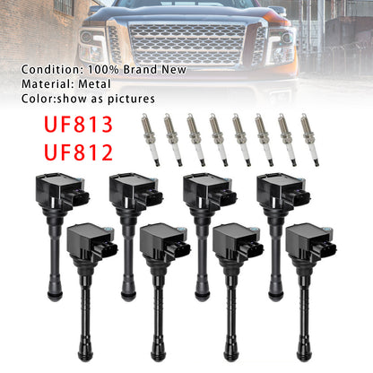 2017-2020 Nissan Titan 5.6L V8 UF812 UF813 8X Ignition Coil & Spark Plug