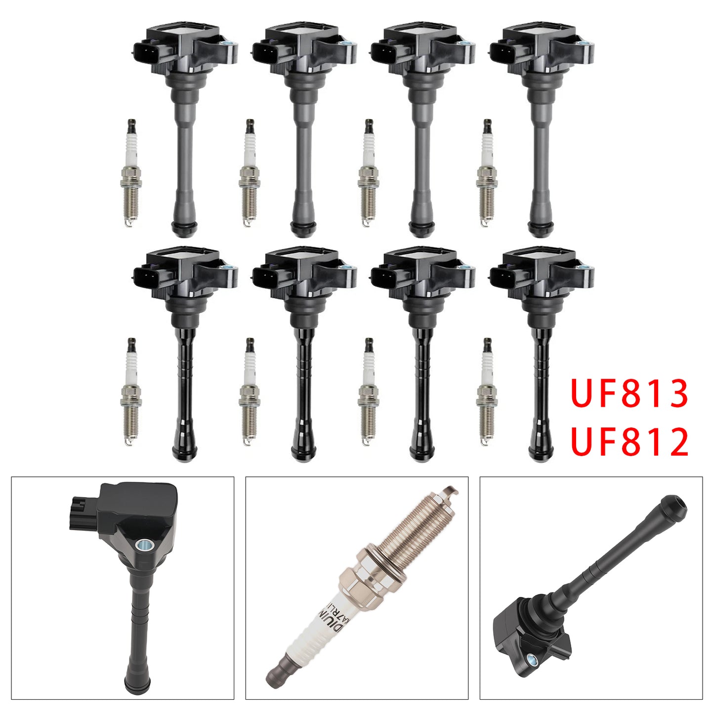 2017-2020 Nissan Titan 5.6L V8 UF812 UF813 8X Ignition Coil & Spark Plug