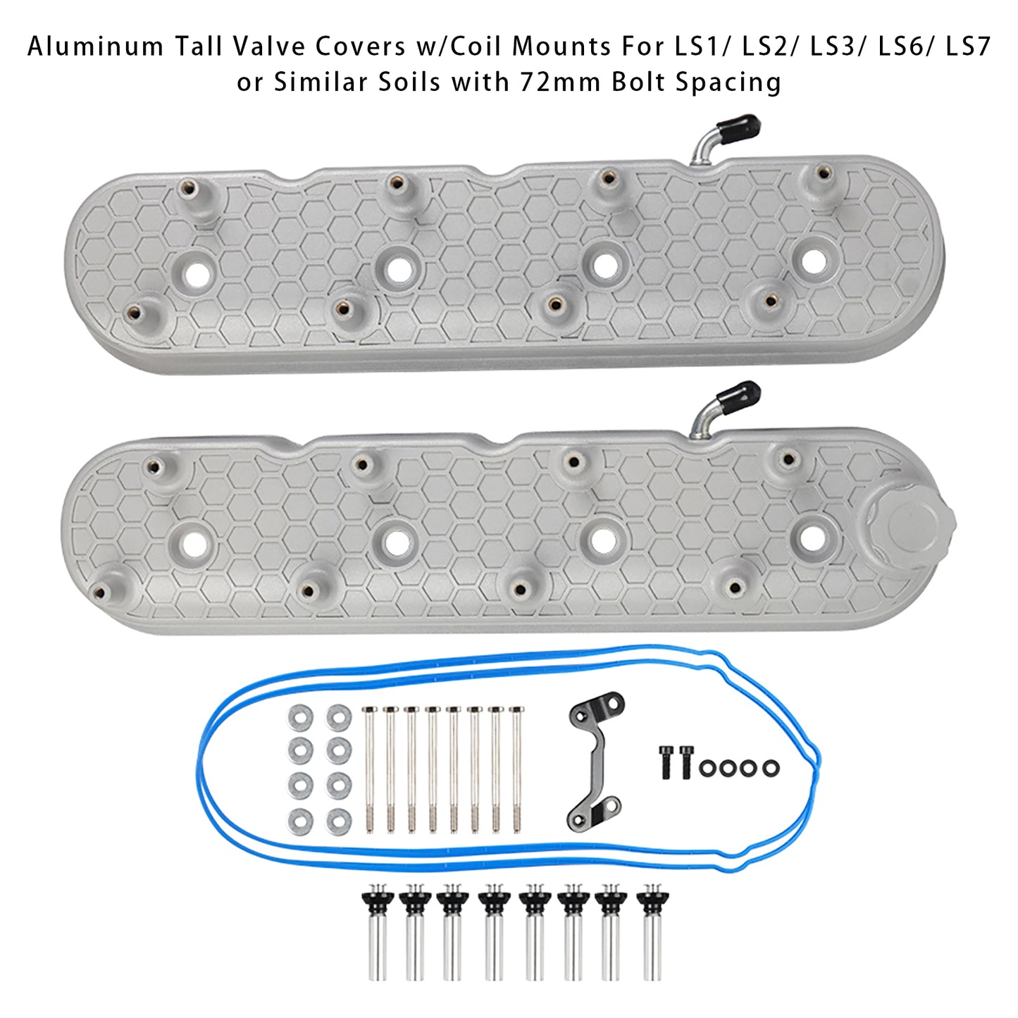 LS1/ LS2/ LS3/ LS6/ LS7 or Similar Soils with 72mm Bolt Spacing Aluminum Tall Valve Covers w/Coil Mounts
