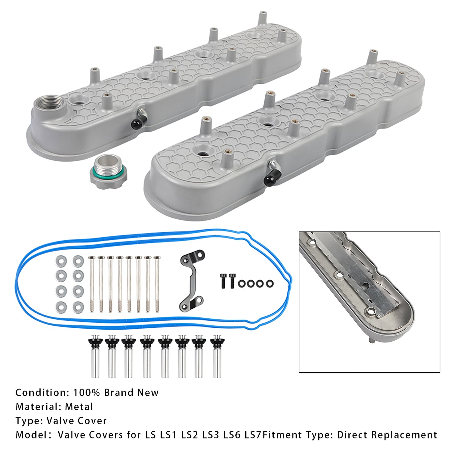 LS1/ LS2/ LS3/ LS6/ LS7 or Similar Soils with 72mm Bolt Spacing Aluminum Tall Valve Covers w/Coil Mounts