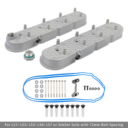 LS1/ LS2/ LS3/ LS6/ LS7 or Similar Soils with 72mm Bolt Spacing Aluminum Tall Valve Covers w/Coil Mounts