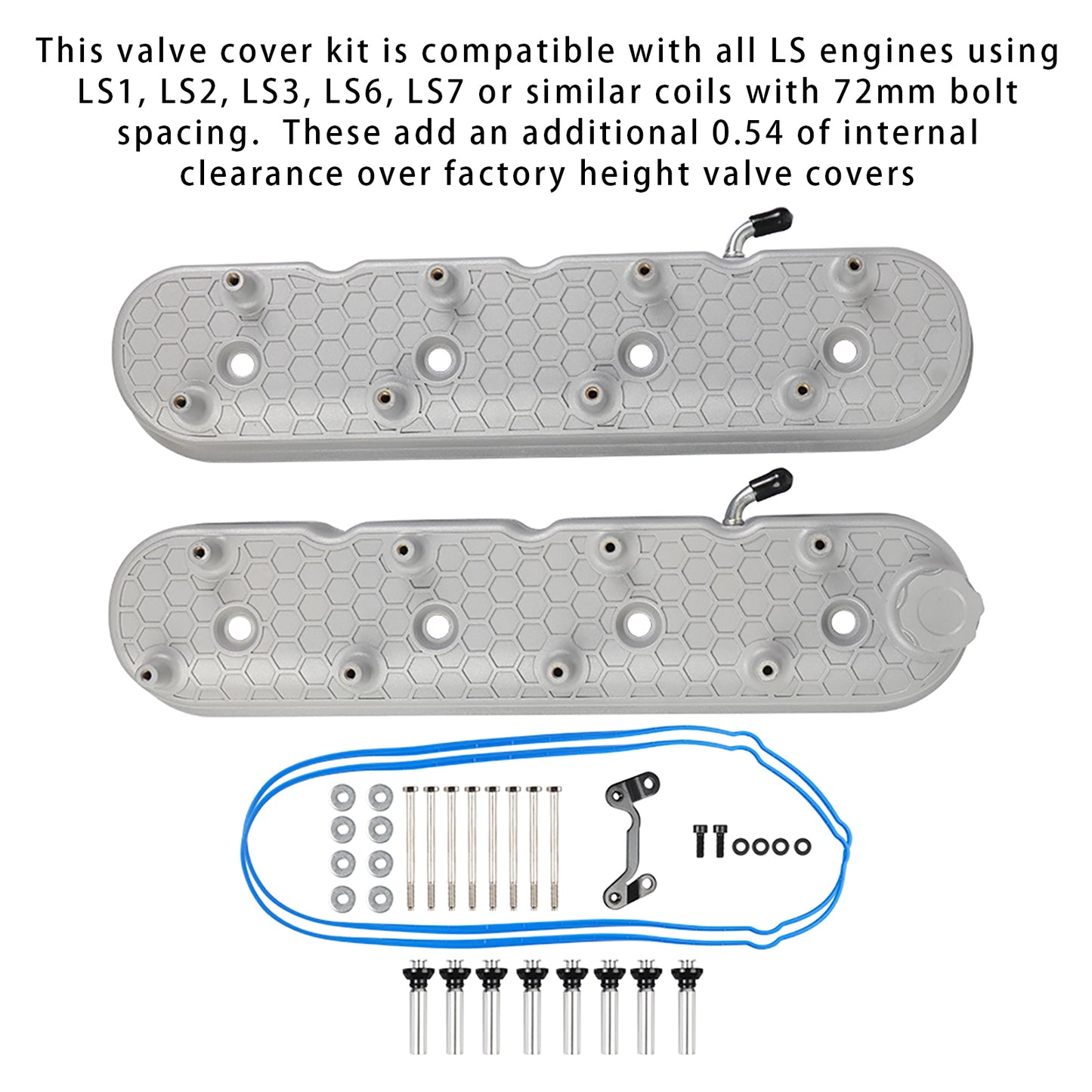 LS1/ LS2/ LS3/ LS6/ LS7 or Similar Soils with 72mm Bolt Spacing Aluminum Tall Valve Covers w/Coil Mounts