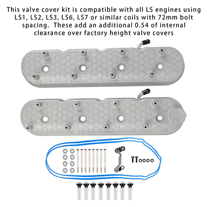 LS1/ LS2/ LS3/ LS6/ LS7 or Similar Soils with 72mm Bolt Spacing Aluminum Tall Valve Covers w/Coil Mounts