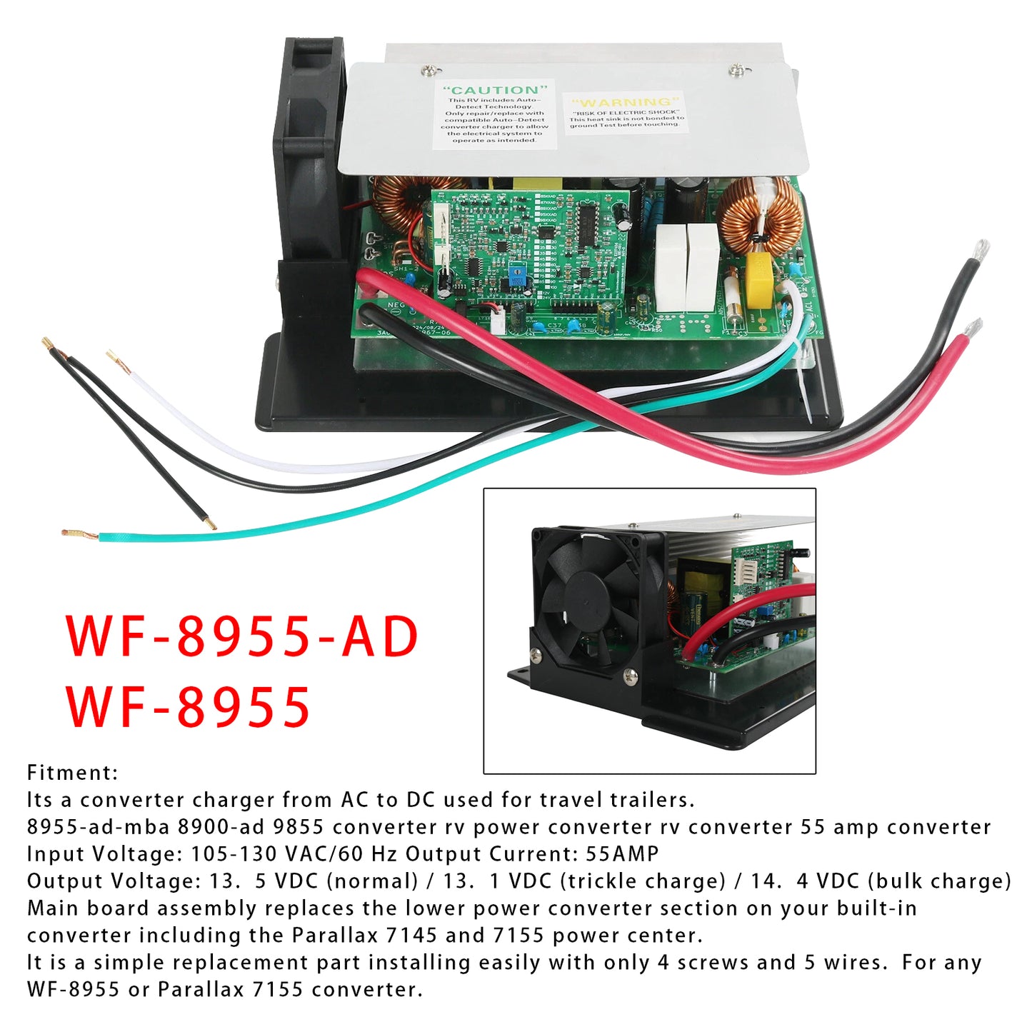 9855 WF-8955-AD RV Power Converter 55 Amp DC Main Board Assembly