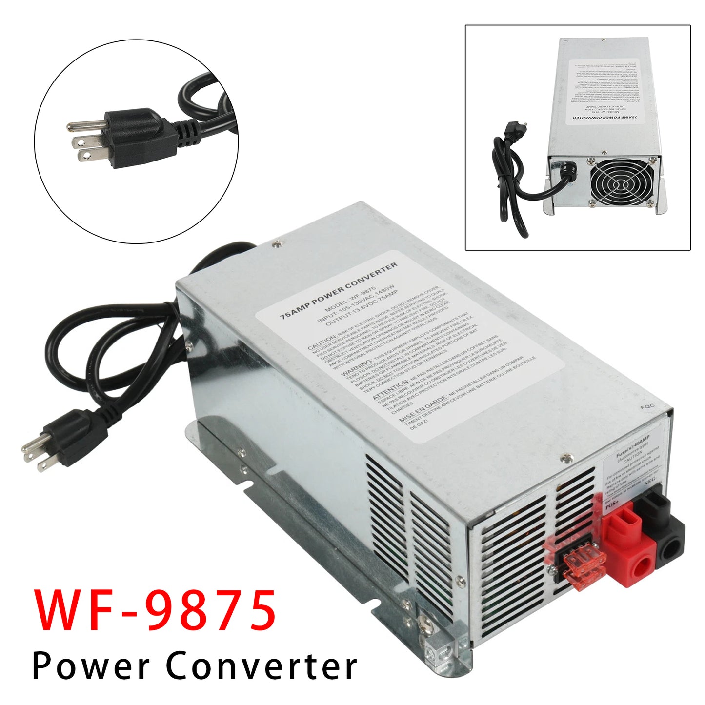 trailers WF-9875 75 Amp DC Output Deck-Mounted Converter Charger
