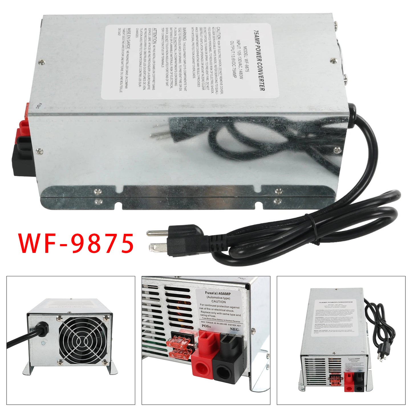 trailers WF-9875 75 Amp DC Output Deck-Mounted Converter Charger