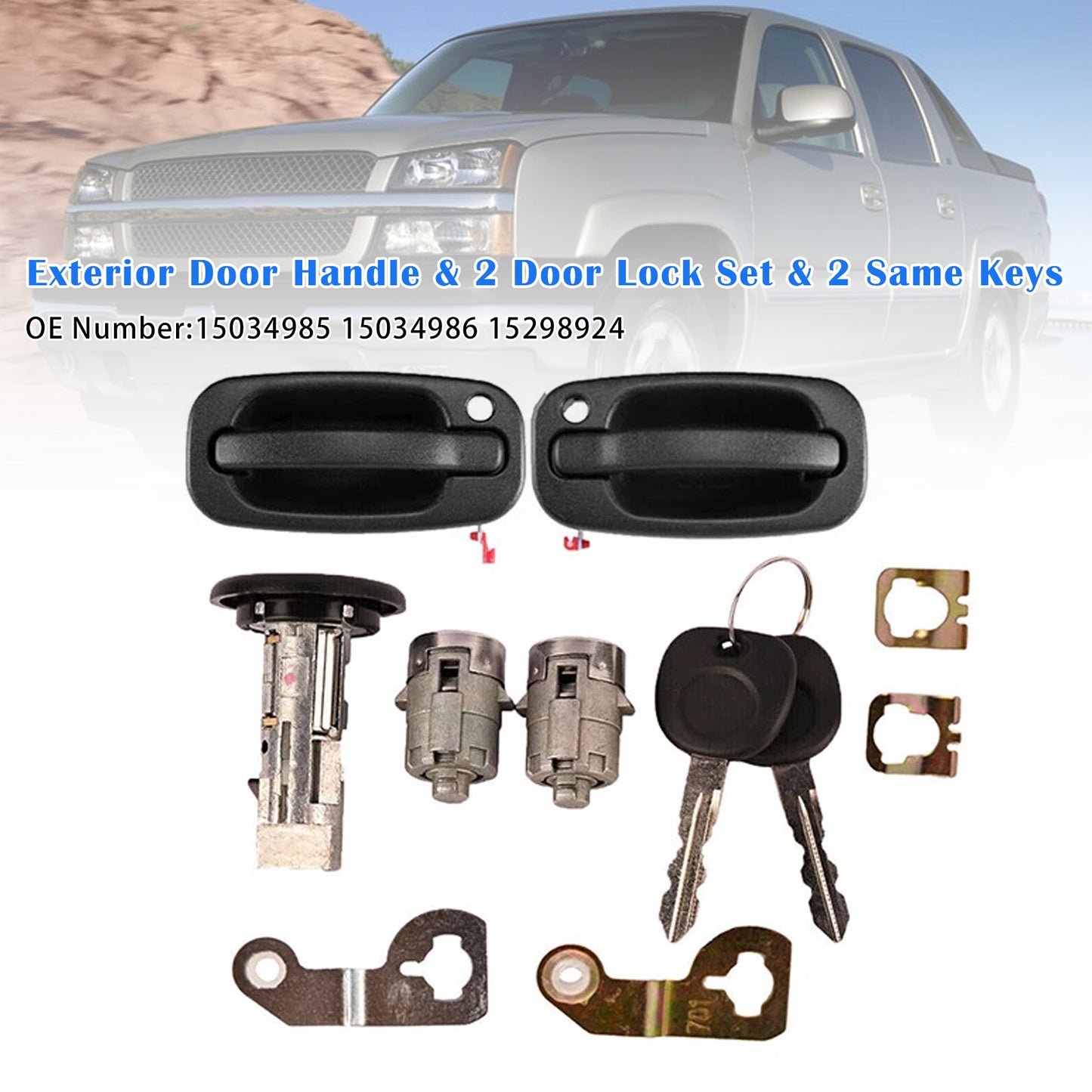2001-2006 GM Chevy Exterior Door Handle & 2 Door Lock Set & 2 SAME KEYS