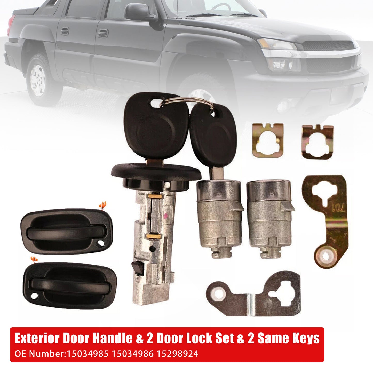 2001-2006 GM Chevy Exterior Door Handle & 2 Door Lock Set & 2 SAME KEYS