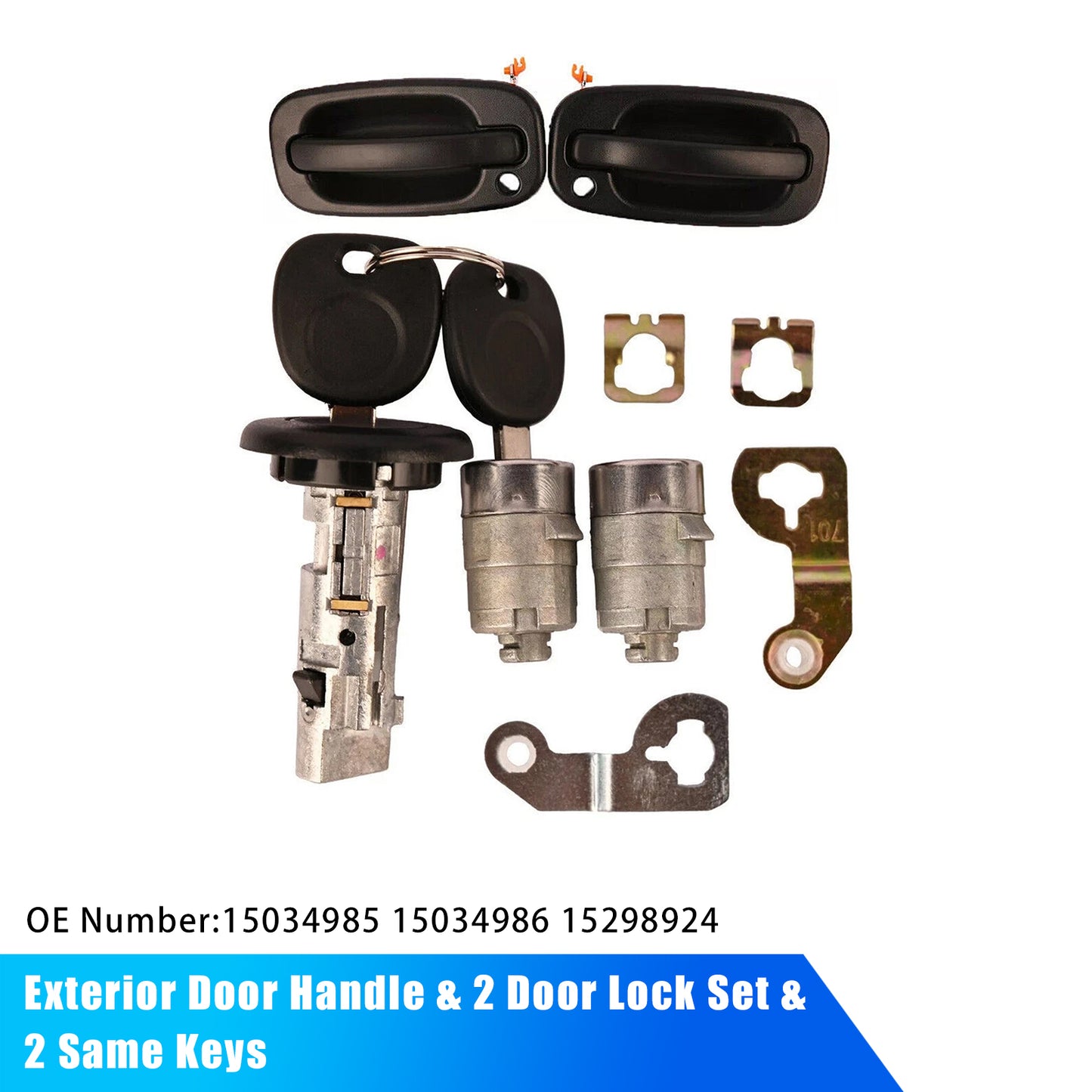 2001-2006 GM Chevy Exterior Door Handle & 2 Door Lock Set & 2 SAME KEYS