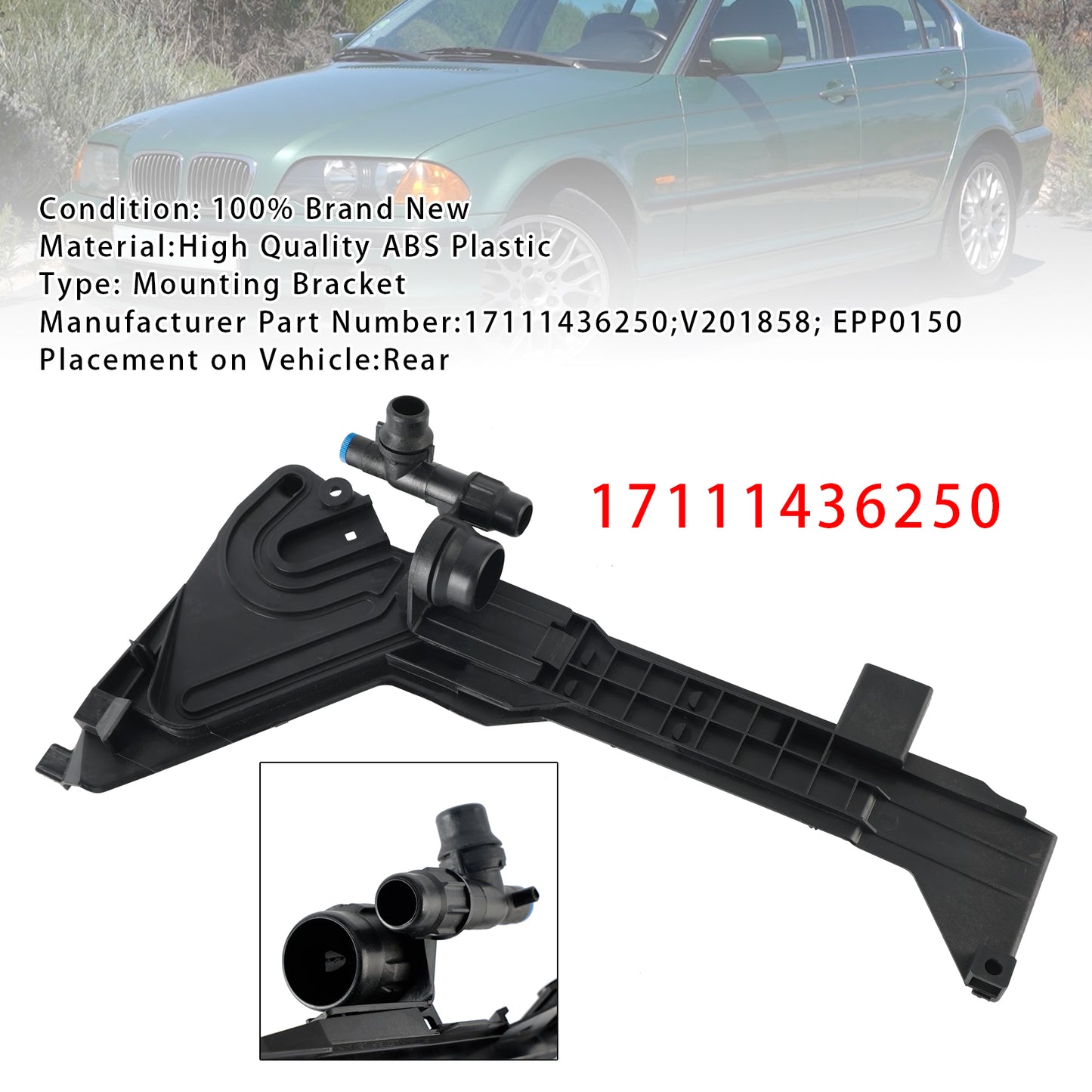 1999 BMW 323i E46 L6 2.5L Petrol Manual Transmission 17111436250 Radiator Expansion Tank Mounting Plate