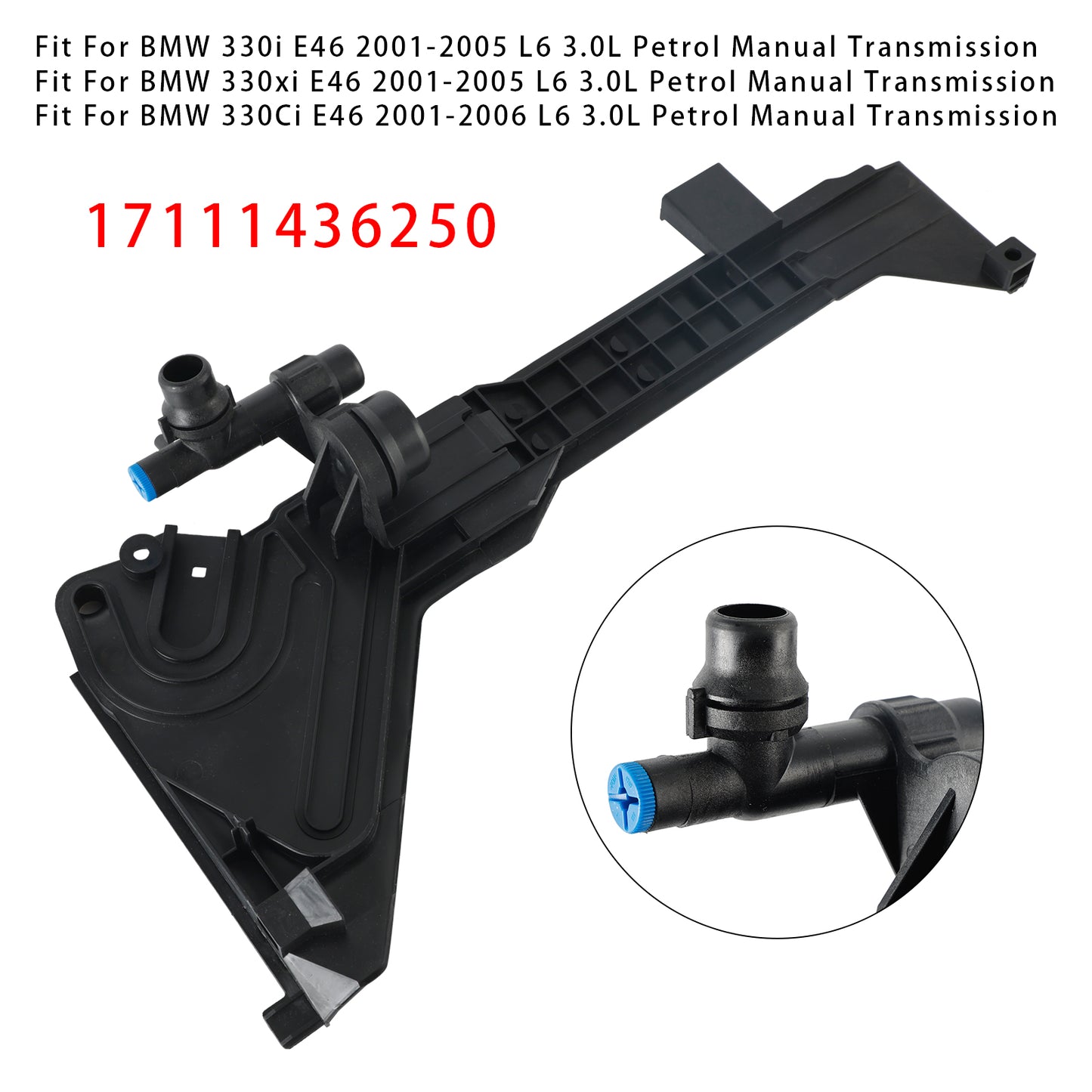 1999 BMW 323i E46 L6 2.5L Petrol Manual Transmission 17111436250 Radiator Expansion Tank Mounting Plate