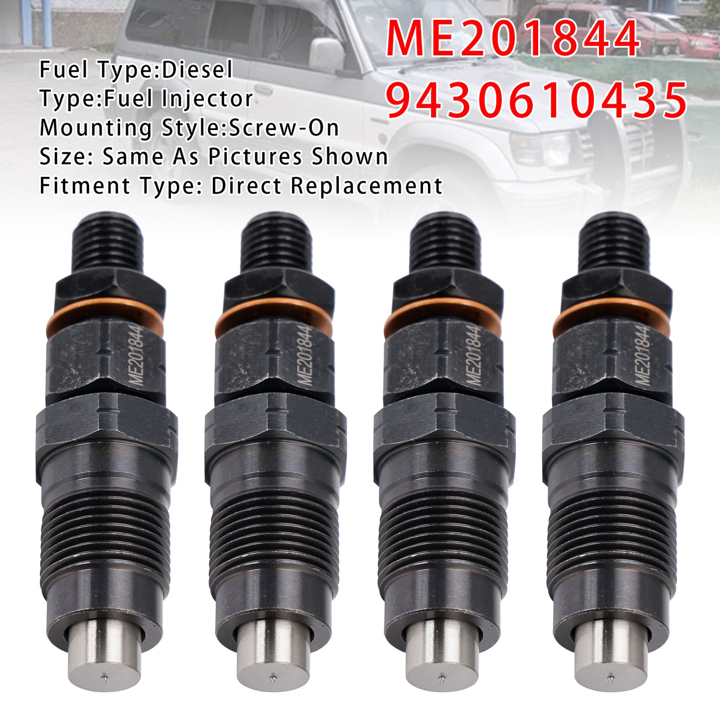 Mitsubishi Delica Spacegear 4M40 4M40T 2.8L ME201844 4Pcs Fuel Injector