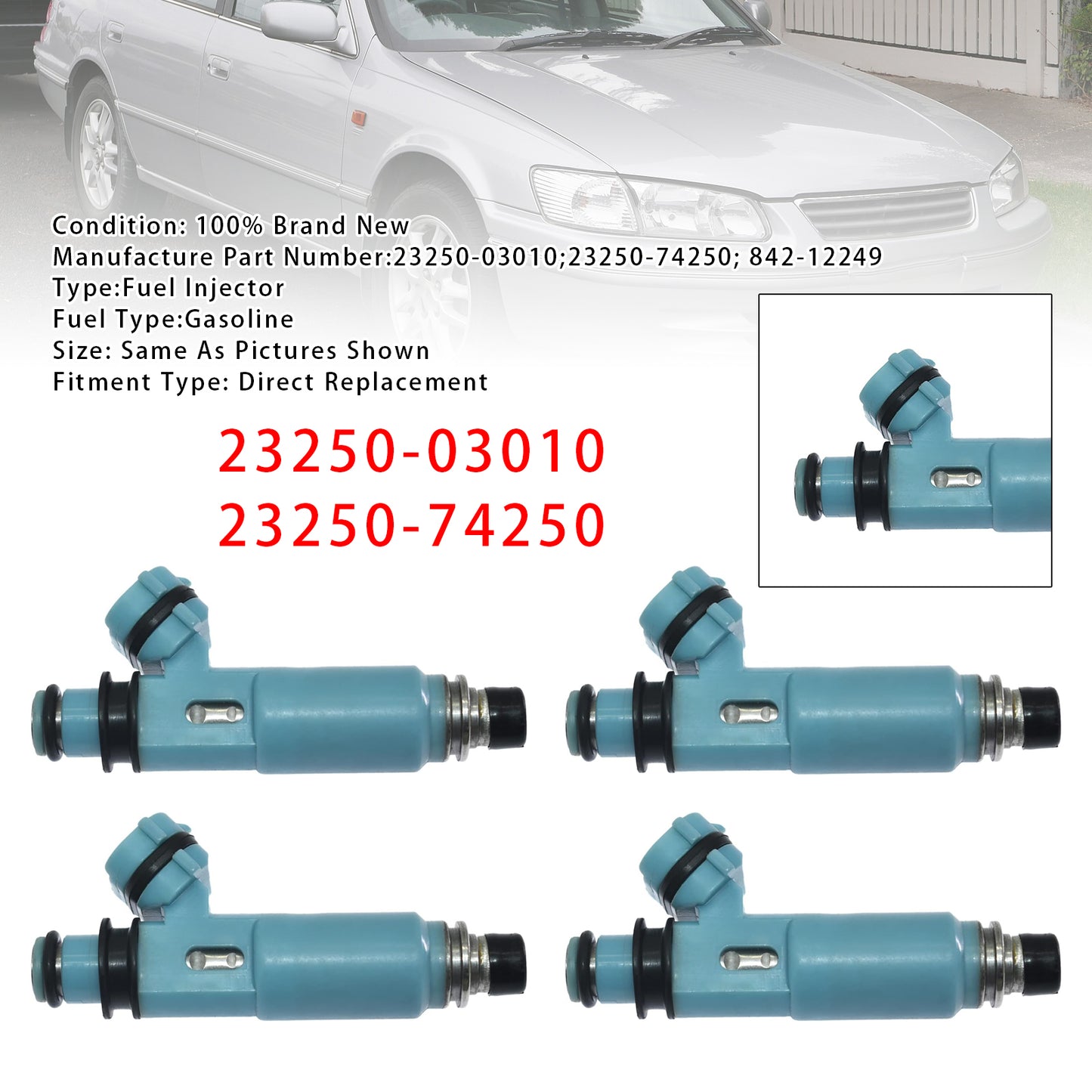 Toyota Solara Camry 2.2L 23250-03010 23250-74250 4Pcs Fuel Injector