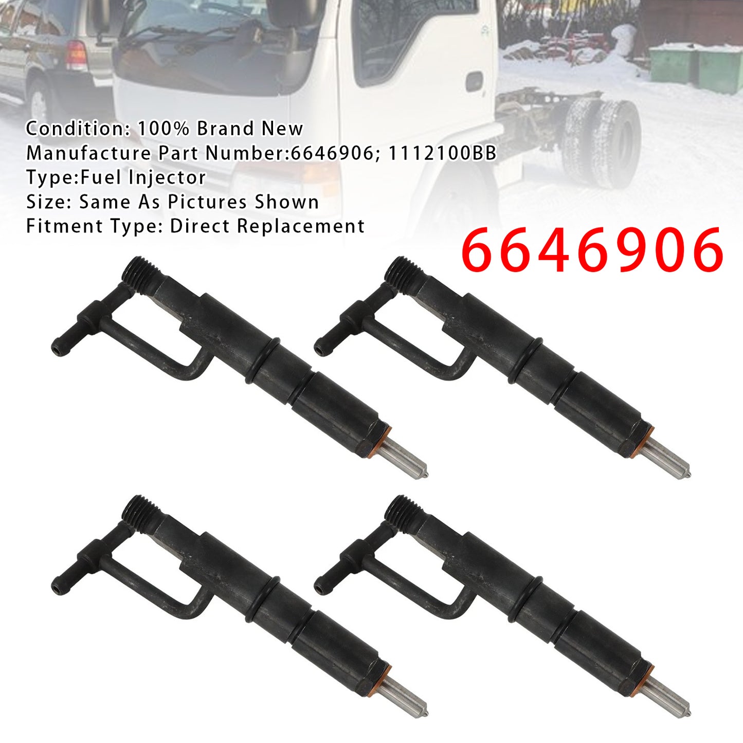 Mustang Skid Steer Loader 960 2060 6646906 4Pcs Fuel Injector