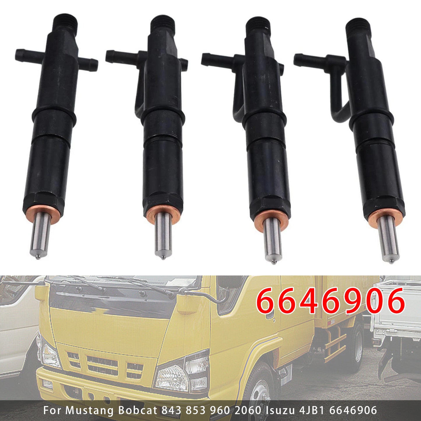 Mustang Skid Steer Loader 960 2060 6646906 4Pcs Fuel Injector