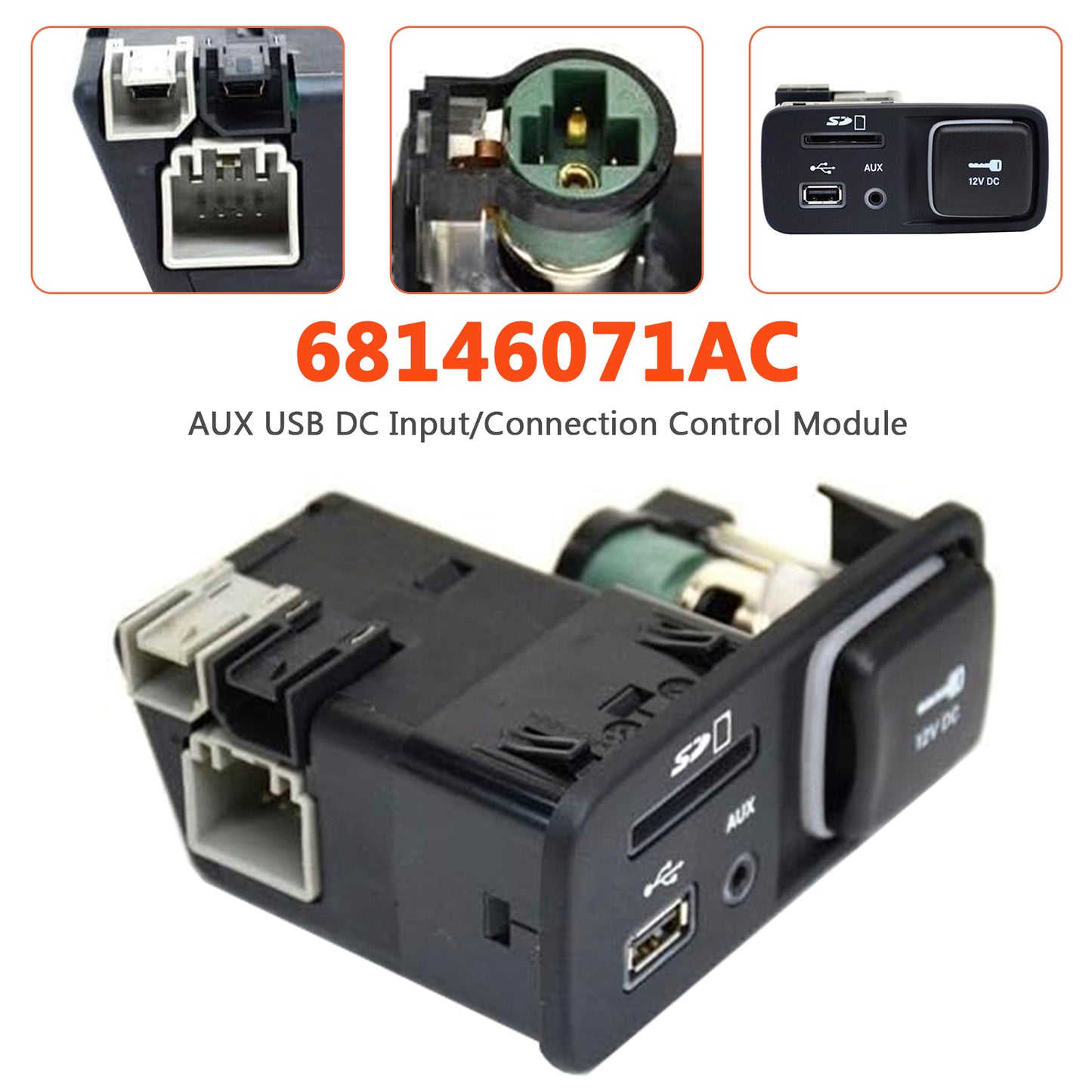 AUX USB DC Input/Connection Control Module 2014-18 Jeep Cherokee 68146071AC