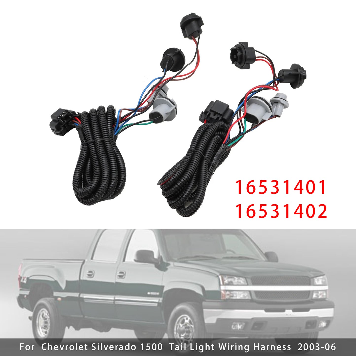 2005-06 Chevrolet Silverado 1500 HD Tail Light Wiring Harness 16531401 2PCS LH+RH Tail Harness Light