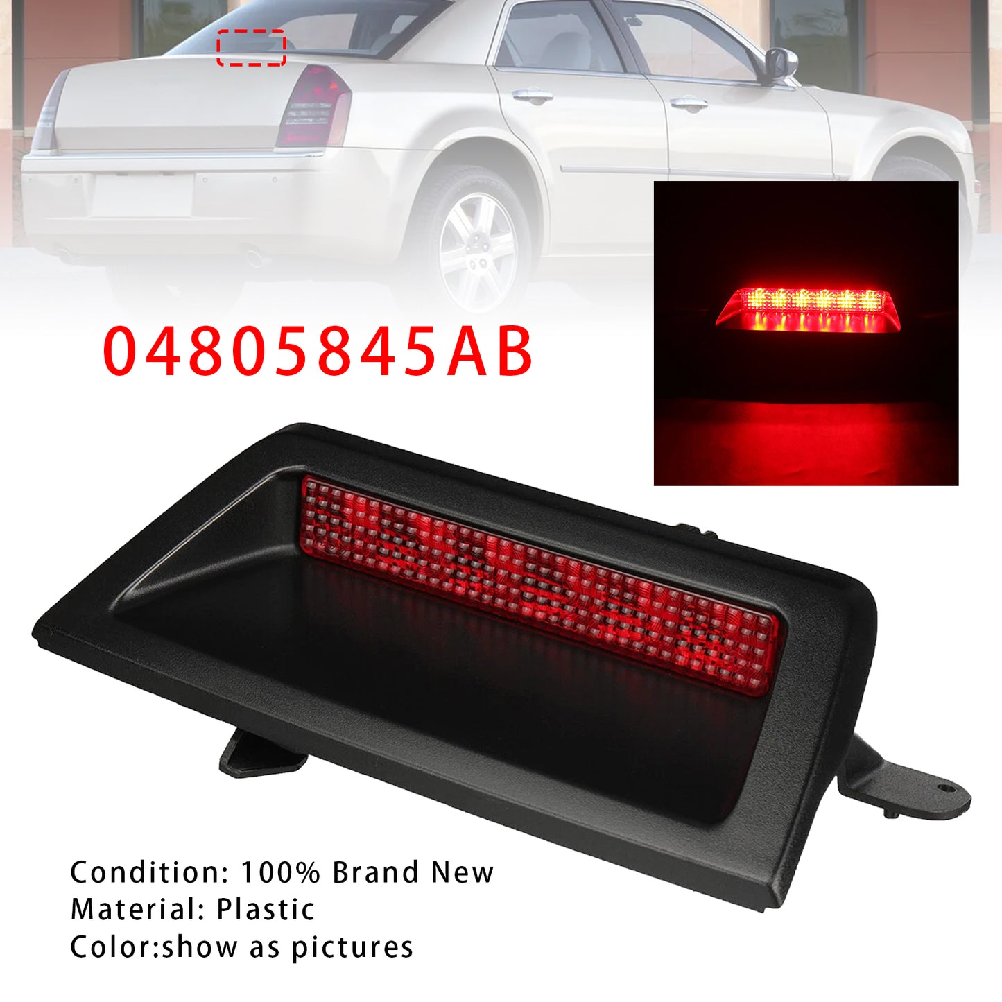 2005-2007 04805845AB Chrysler 300 300C LED Rear Third Brake Light High Mounted Stop Lamp