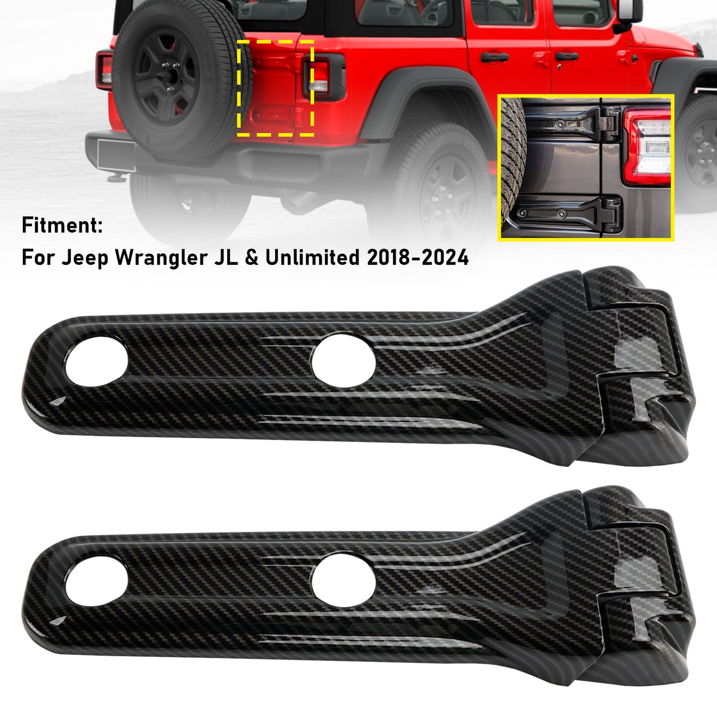 2018-2024 Jeep Wrangler JL Carbon Fiber Tailgate Hinge Cover Trim