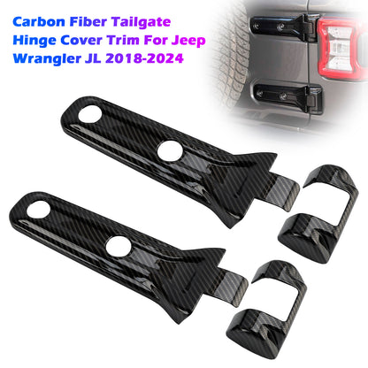 Carbon Fiber Tailgate Hinge Cover Trim 2018-2024 Jeep Wrangler JL &Unlimited
