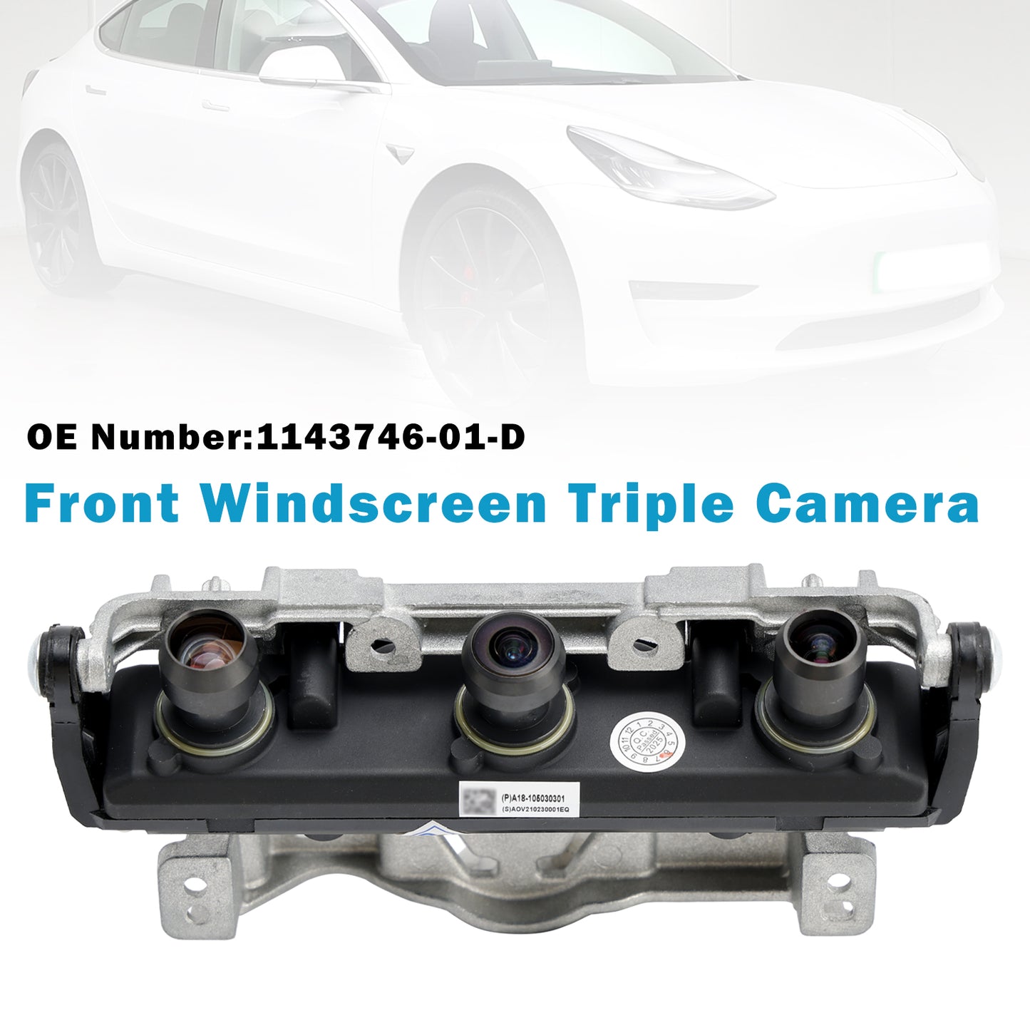 2021 Tesla Model 3 1143746-01-D Front Windscreen Triple Camera