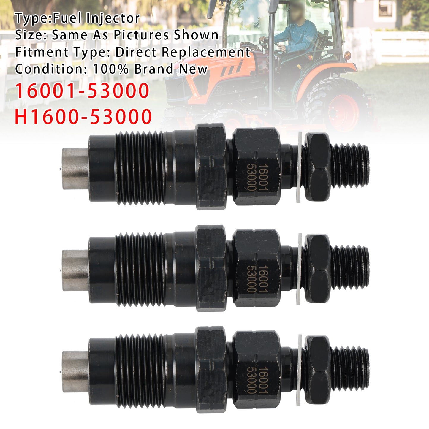 Kubota B7300HSD B7400HSD B7410D BX1500D BX1800D H1600-53000 1Pcs Fuel Injector