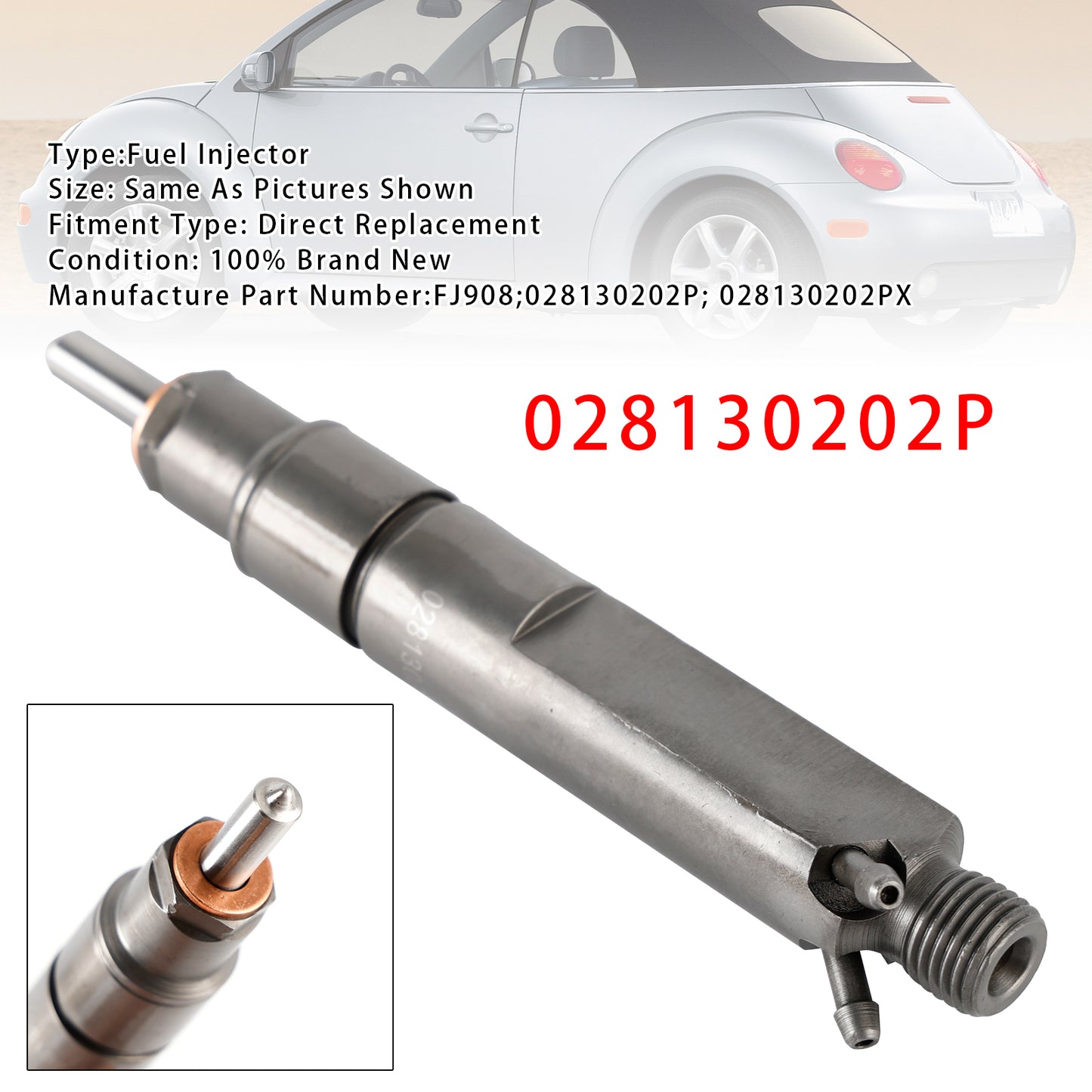 2000-2004 Volkswagen Jetta 1.9L L4 DIESEL Turbocharged 028130202P 1Pcs Fuel Injector