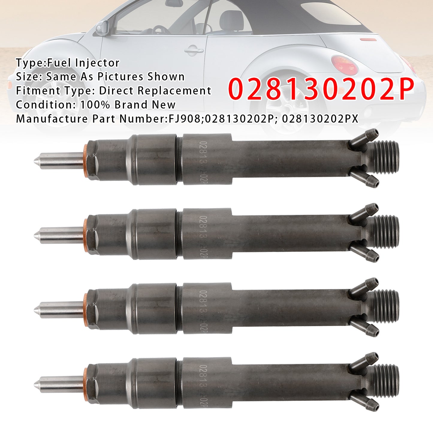 2000-2004 Volkswagen Jetta 1.9L L4 DIESEL Turbocharged 028130202P 1Pcs Fuel Injector