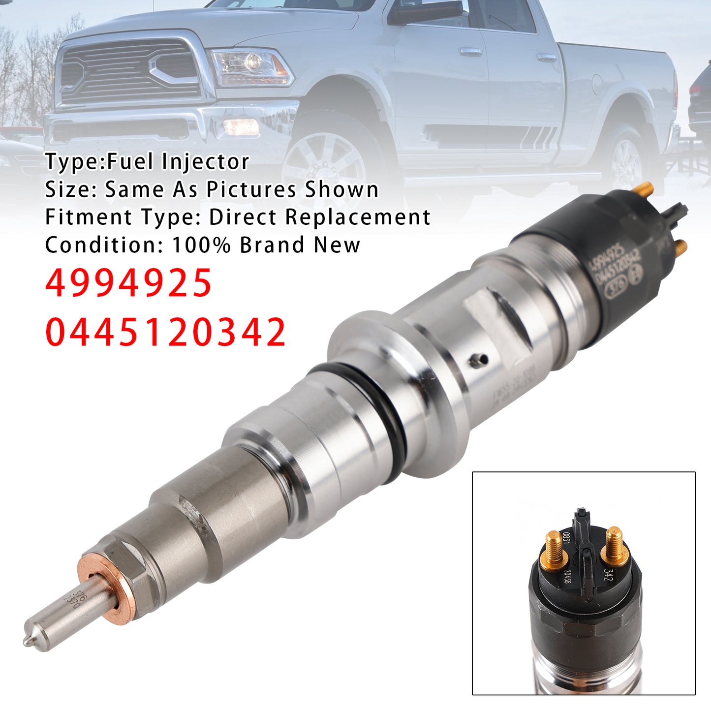 2013-2018 Dodge Ram 6.7L Cummins diesel equipped vehicles 0445120342 1Pcs Fuel Injector