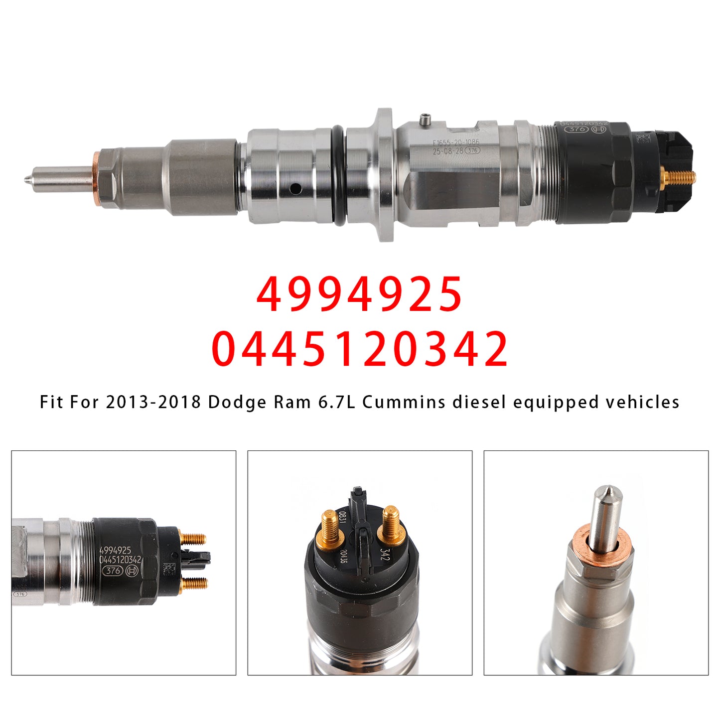 2013-2018 Dodge Ram 6.7L Cummins diesel equipped vehicles 0445120342 1Pcs Fuel Injector