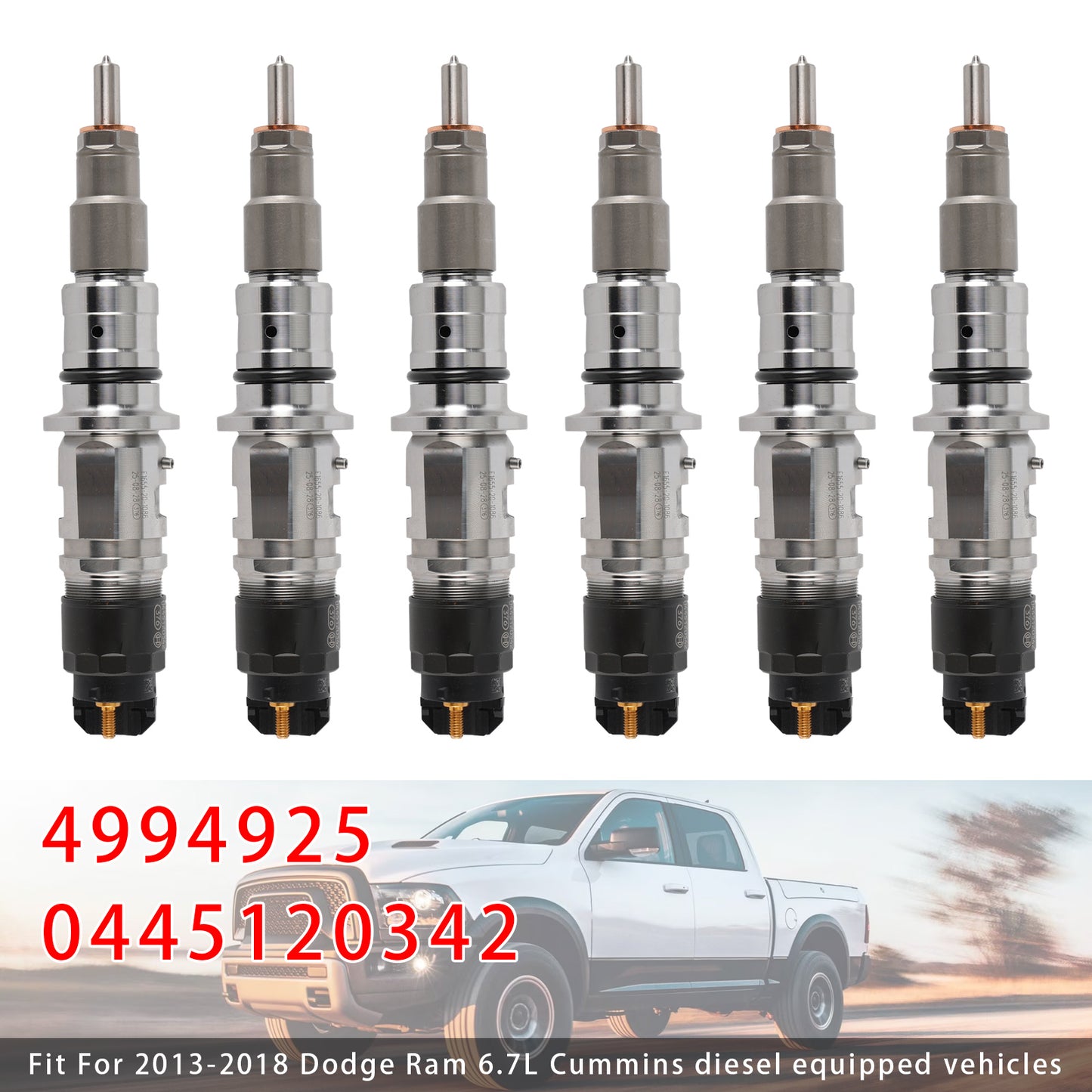 2013-2018 Dodge Ram 6.7L Cummins diesel equipped vehicles 0445120342 1Pcs Fuel Injector